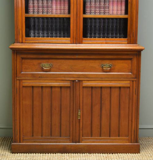 fig 1. Quality Victorian Walnut Antique Secretaire Bookcase