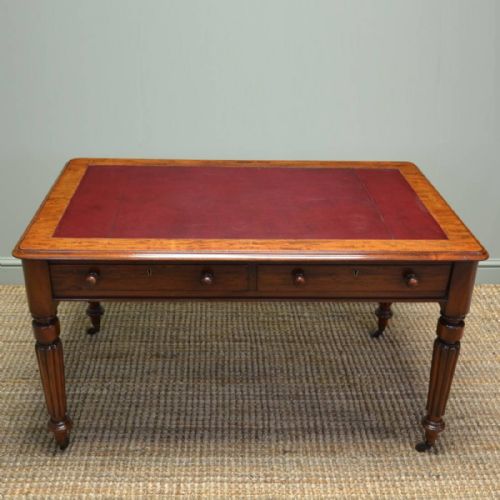 Beautifully Figured Victorian Mahogany Antique Writing Table / Desk