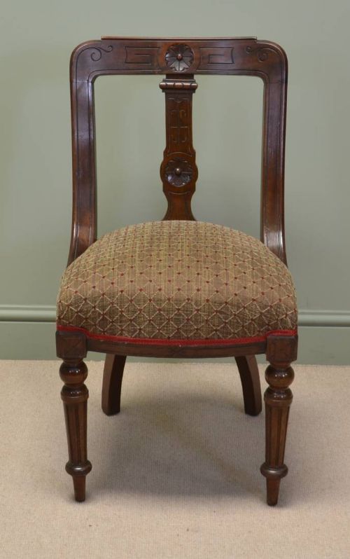 fig 1. Set of Six Harlequin Antique Victorian Walnut Spoon Back Chairs