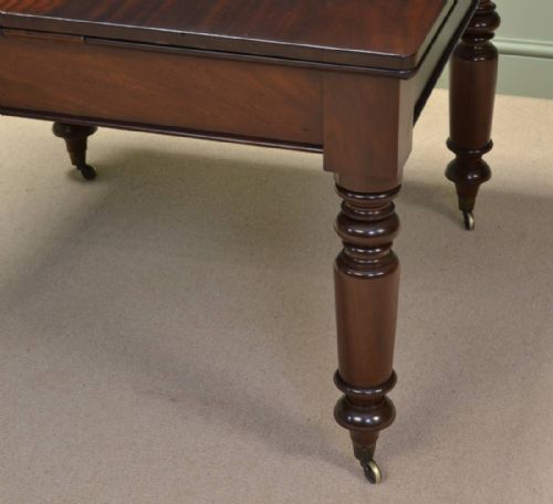 fig 1. Beautifully Figured Antique Mahogany Victorian Draw Leaf Extending Universal Dining Table