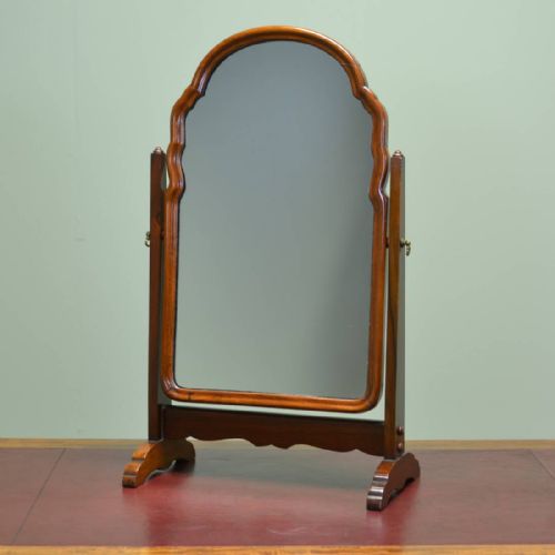 Small Elegant Edwardian Walnut Antique Dressing Table Mirror