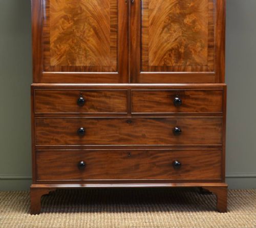 fig 1. Spectacular Figured Golden Mahogany Antique Georgian Linen Press