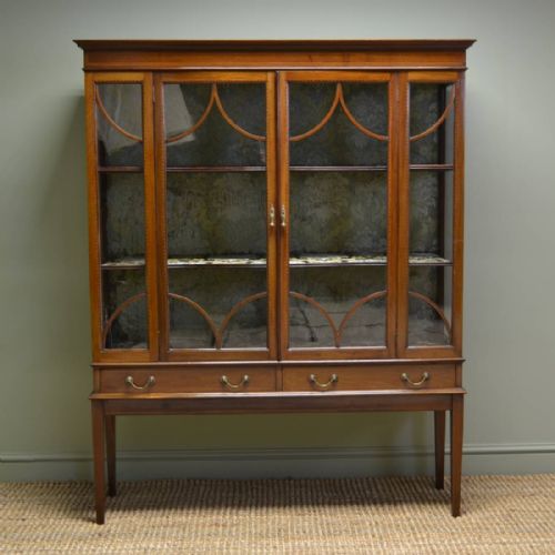 Spectacular Edwardian Inlaid Mahogany Antique Display Cabinet