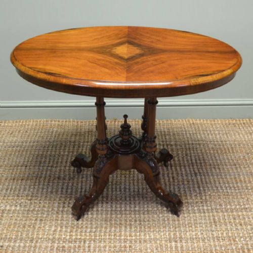 Quality Victorian Figured Walnut Antique Oval Occasional / Centre Table