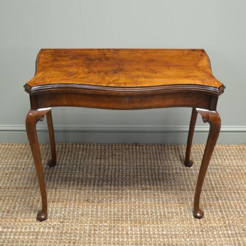 Fine Quality Figured Walnut Antique Card Table – Side Table