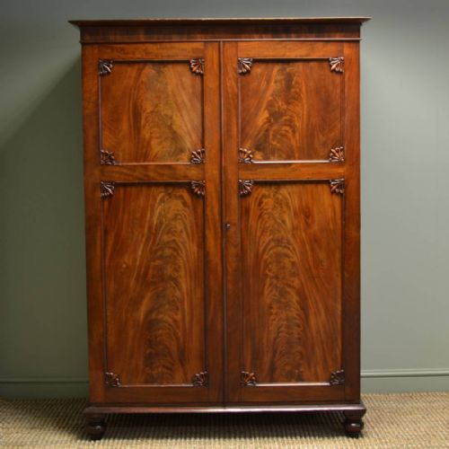 Beautifully Figured Regency Mahogany Antique Wardrobe