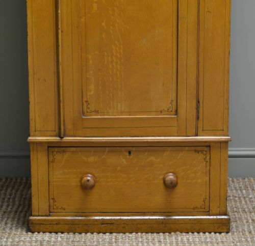 fig 1. Small Victorian Antique Pine Wardrobe with the Original Paint Finish