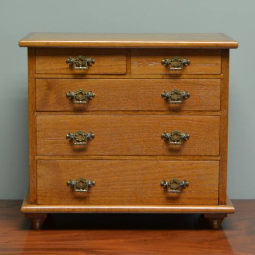 Unusual Antique Arts and Crafts Small Teak Collectors / Jewellery / Apothecary Chest