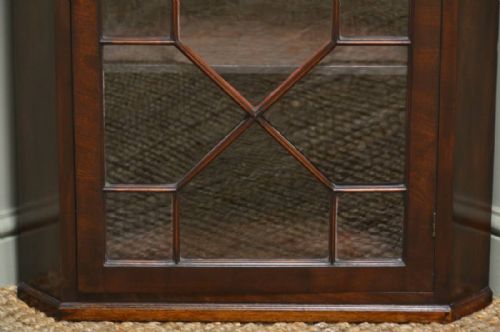 fig 1. Regency Astragal Glazed Mahogany Antique Wall Hanging Corner Cupboard 