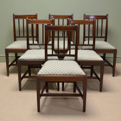 Spectacular Set of Six Georgian Figured Mahogany Antique Dining Chairs