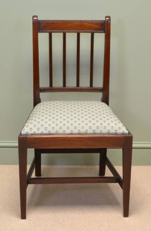 fig 1. Spectacular Set of Six Georgian Figured Mahogany Antique Dining Chairs