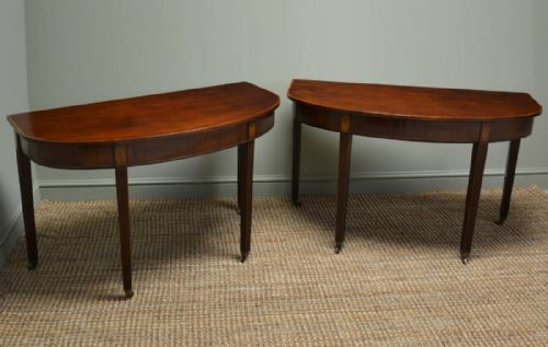 Pair of Georgian Figured Mahogany D End Side / Console Tables