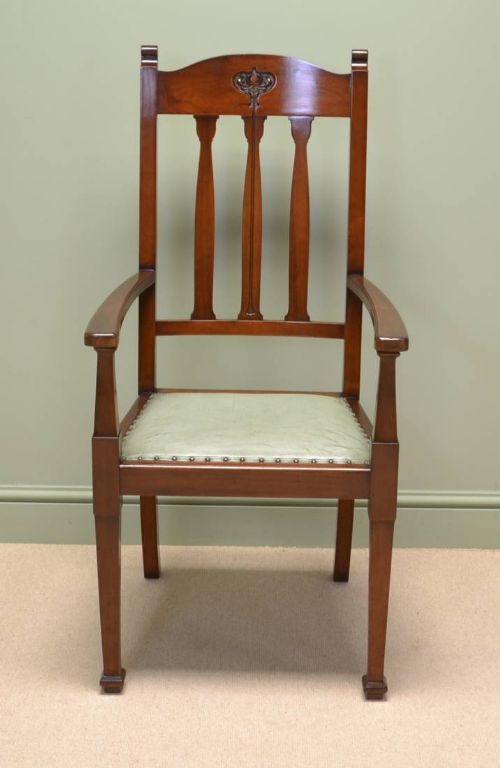 fig 1. Spectacular Quality Set Of Six Walnut Arts And Crafts Victorian Dining Chairs