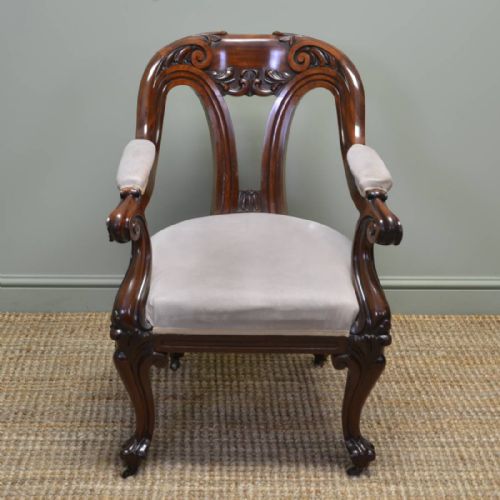 Magnificent Large Victorian Quality Mahogany Antique Desk / Side Chair