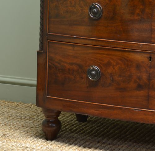 fig 1. Spectacular Figured Mahogany Victorian Bow Fronted Antique Chest Of Drawers