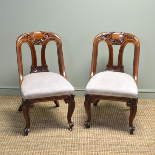 Spectacular Pair of Victorian Mahogany Antique Side / Desk Chairs