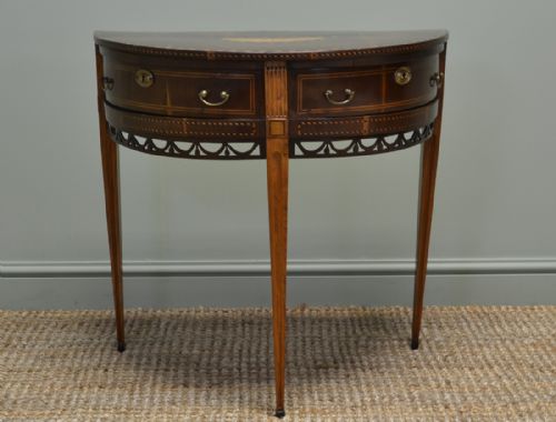 Elegant Inlaid Regency Walnut D End Antique Side Table
