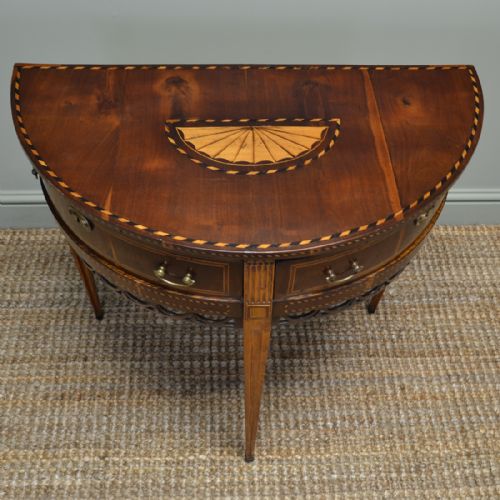 fig 1. Elegant Inlaid Regency Walnut D End Antique Side Table