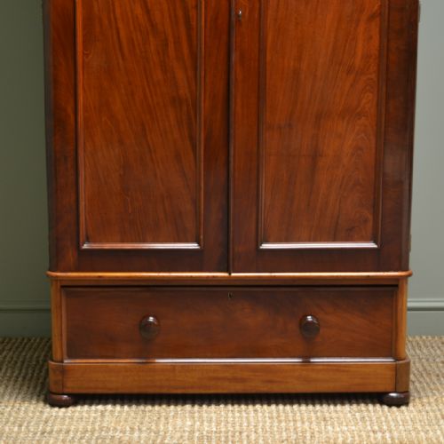 fig 1. Beautifully Figured Small Mahogany Antique Victorian Double Wardrobe