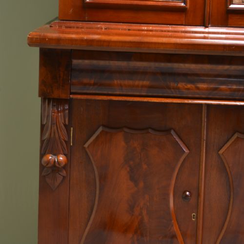 fig 1. Quality Large Glazed Victorian Antique Mahogany Bookcase
