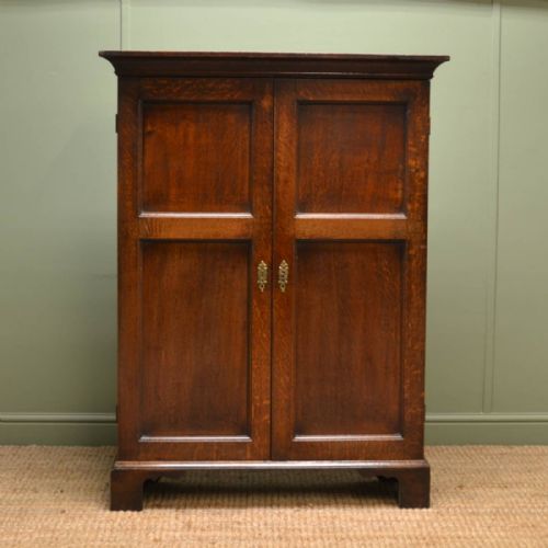 Unusual Slim Georgian Period Oak Antique Cupboard
