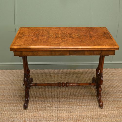 
Fine Quality Burr Walnut Antique Card Table / Console Table
