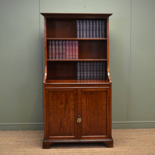Quality Edwardian Mahogany Antique Open Bookcase on Cupboard