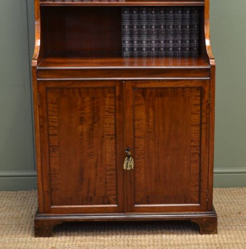 fig 1. Quality Edwardian Mahogany Antique Open Bookcase on Cupboard