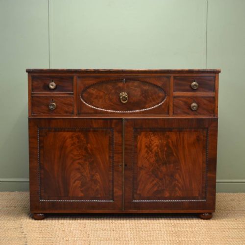 Unusual Scottish Figured Mahogany Antique Secretaire / Chest