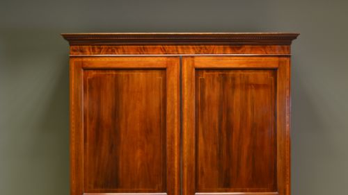 fig 1. Large Edwardian Inlaid Mahogany Antique Double Wardrobe
