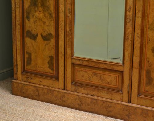 fig 1. Spectacular, Impressive Figured Burr Pollard Oak Antique Triple Wardrobe By Johnson And Appleyards Sheffield.