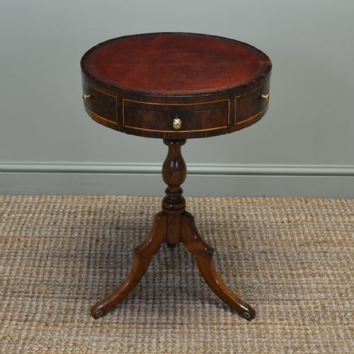 Unusual Victorian Rosewood Small Antique Drum / Occasional Table
