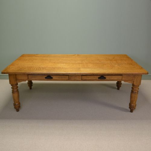 Huge Antique Solid Oak Victorian Antique Kitchen Table