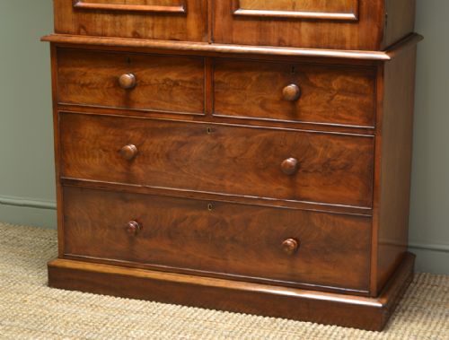 fig 1. Beautifully Figured Victorian Antique Mahogany Linen Press