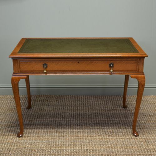 Quality Golden Oak Edwardian Antique Gillows Side / Writing Table