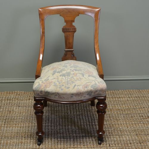 fig 1. Beautifully Figured Set of Six Victorian Mahogany Spoon Back Dining Chairs