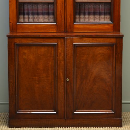 fig 1. Victorian Mahogany Antique Glazed Bookcase on Cupboard