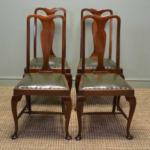 Fine Quality, Elegant Set of Four Edwardian Walnut Dining Chairs