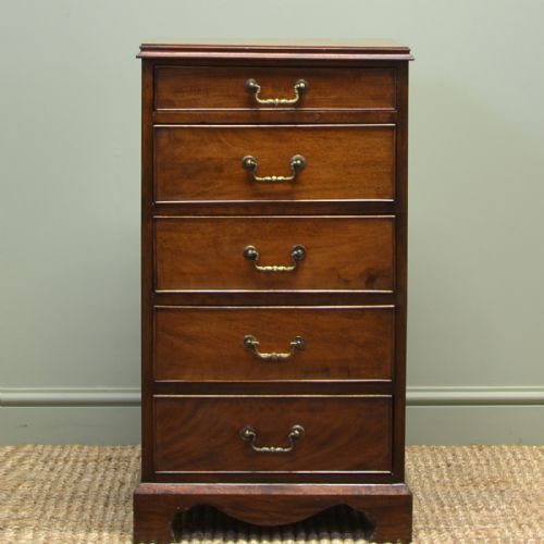 Tall Slim Edwardian Walnut Antique Chest of Drawers