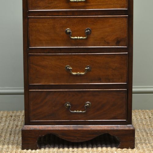 fig 1. Tall Slim Edwardian Walnut Antique Chest of Drawers