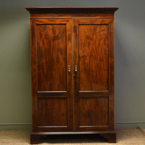 Beautiful Quality, Rich Figured Mahogany Antique Double Wardrobe