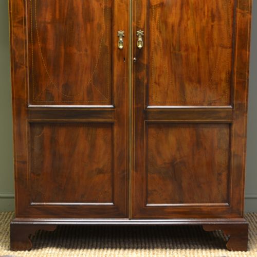 fig 1. Beautiful Quality, Rich Figured Mahogany Antique Double Wardrobe