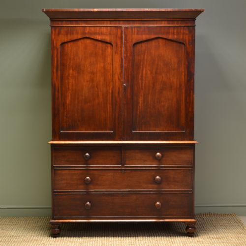 Regency Mahogany Hanging Linen Press / Wardrobe