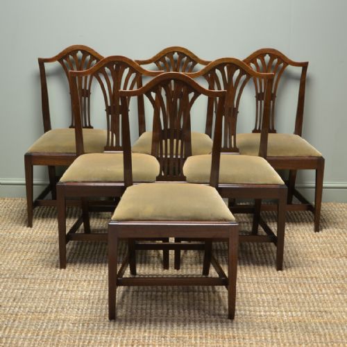Quality Set of Six Georgian Mahogany Hepplewhite Antique Dining Chairs