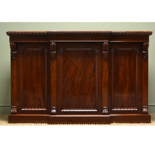 Spectacular Plum Pudding Mahogany Breakfront William IV Antique Sideboard