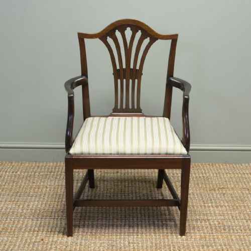 Georgian Mahogany Hepplewhite Design Carver Desk Chair