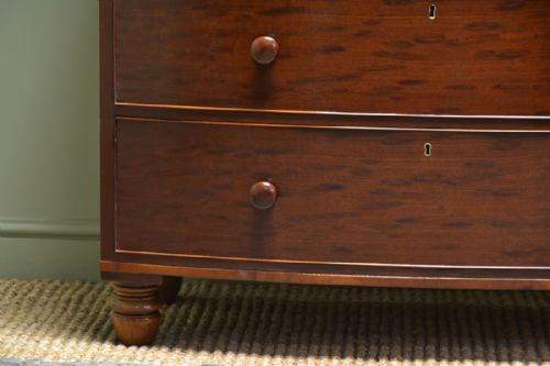fig 1. Splendid Tall Figured Rich Mahogany Regency Antique Bow Fronted Chest Of Drawers