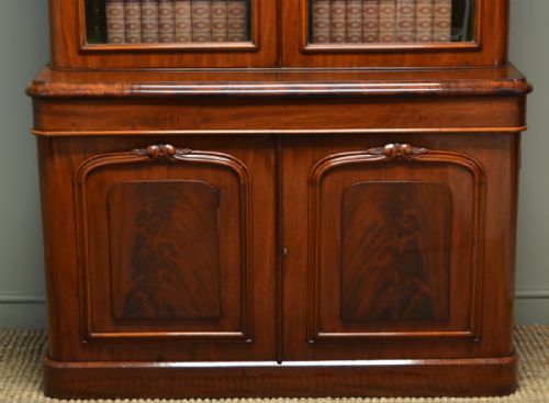 fig 1. Magnificent Large Victorian Figured Mahogany Antique Library Bookcase