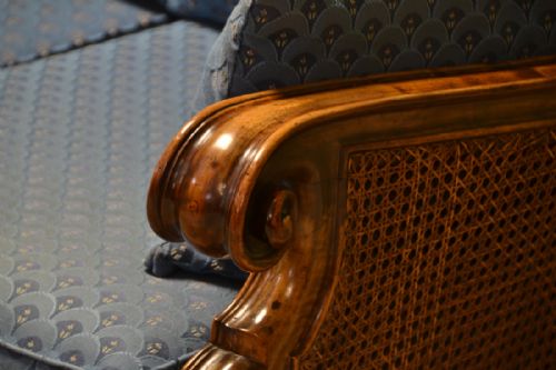 fig 2. Large Edwardian Walnut Antique Bergere Settee
