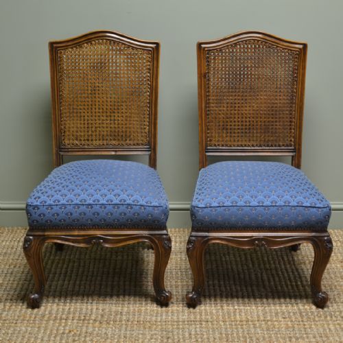 Pair of Edwardian Bergere Antique Walnut Side Chairs